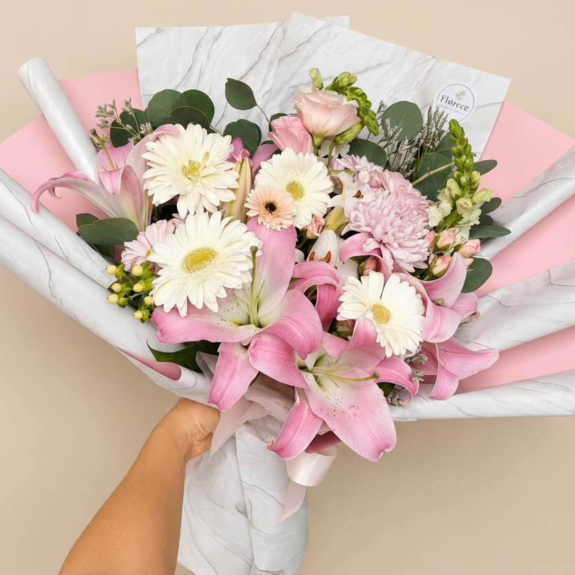 All white/pink